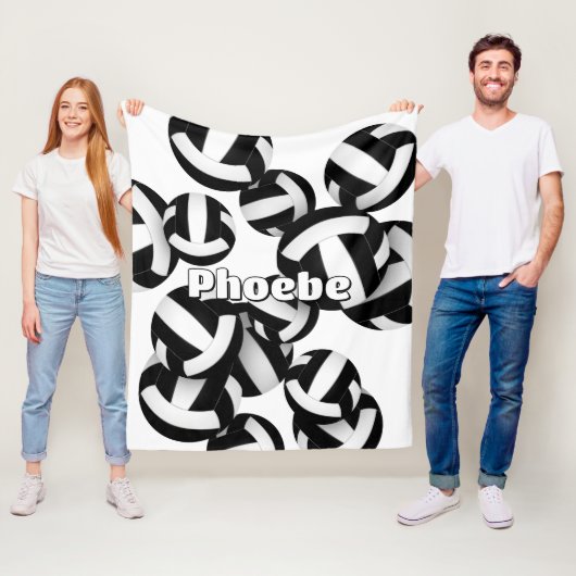 Schwarz-weiße Mannschaftsfarben für Volleyball-Gir Fleecedecke (Beispiel)