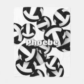 Schwarz-weiße Mannschaftsfarben für Volleyball-Gir Fleecedecke (Vorderseite)