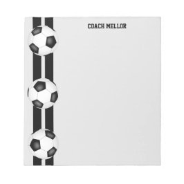 Schwarz-weiße Mannschaftsfarben Fußball-Coach-Cust Notizblock