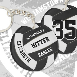 Schwarz-weiße Mannschaftsfarben personalisierte Vo Schlüsselanhänger