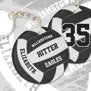 Schwarz-weiße Mannschaftsfarben personalisierte Vo Schlüsselanhänger