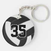 Schwarz-weiße Mannschaftsfarben personalisierte Vo Schlüsselanhänger (Rückseite)