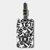 Schwarz-weiße Mannschaftsfarben Volleyballgeschenk Gepäckanhänger (Vorderseite vertikal)