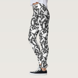 Schwarz-weiße Mannschaftsfarbenmuster Leggings