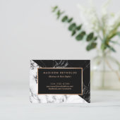 Schwarz-weiße Marbella Beauty Salon Aftercare Card Visitenkarte (Stehend Vorderseite)