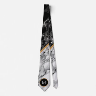 Schwarz-weiße Marble Neck Tie mit kundenspezifisch Krawatte