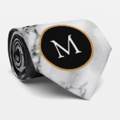 Schwarz-weiße Marble Neck Tie mit kundenspezifisch Krawatte (Gerollt)