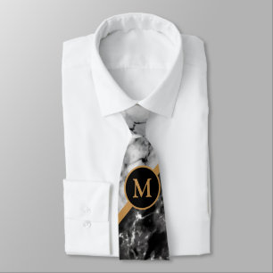 Schwarz-weiße Marble Stone Neck Tie mit Ihrem Brie Krawatte