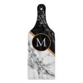 Schwarz-weiße Marmorablage mit kundenspezifischer  Schneidebrett (Vorderseite)