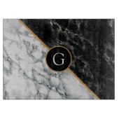 Schwarz-weiße Marmorablage Personalisiertes Gesche Schneidebrett (Vorderseite)