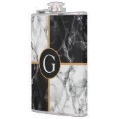 Schwarz-weiße Marmorflasche Personalisiert Ihren B Flachmann (Links)