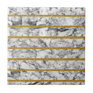 Schwarz-weiße MarmorgoldGlitter-Effektstreifen Fliese