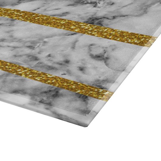 Schwarz-weiße MarmorgoldGlitter-Effektstreifen Schneidebrett (Ecke)