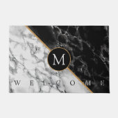 Schwarz-weiße Marmormatte mit individuellem Letter Fußmatte (Vorderseite)