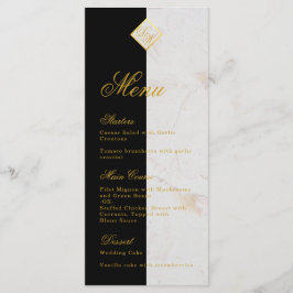 Schwarz-weiße Marmormonogramm-Kalligraphie-Imitate Menükarte
