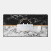 Schwarz-weiße Marmorschreibmatte Schreibtischunterlage (Tastatur & Maus)