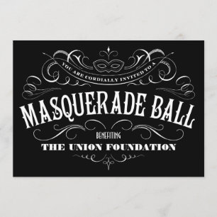 Schwarz-Weiße Maskenball-Einladungen Einladung
