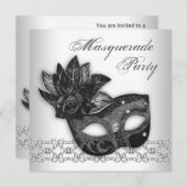 Schwarz-weiße Masquerade-Party Einladungen (Vorne/Hinten)