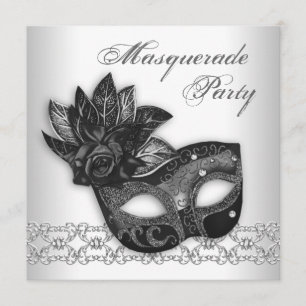Schwarz-weiße Masquerade-Party Einladungen