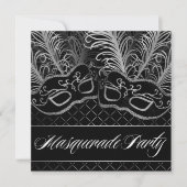 Schwarz-weiße Masquerall-Party Einladungen (Vorderseite)