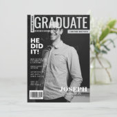 Schwarz-weiße mathematische Zeitschrift Foto Gradu Einladung (Stehend Vorderseite)