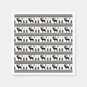 Schwarz-weiße Messe Isle Christmas Sweater Muster Serviette (Vorderseite)