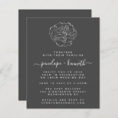 Schwarz-weiße Minimal Blumenzwiebeleinladung (Vorne/Hinten)