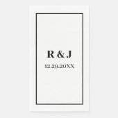 Schwarz-weiße Minimal für Monogramm-Kundenname Serviette (Vorderseite)