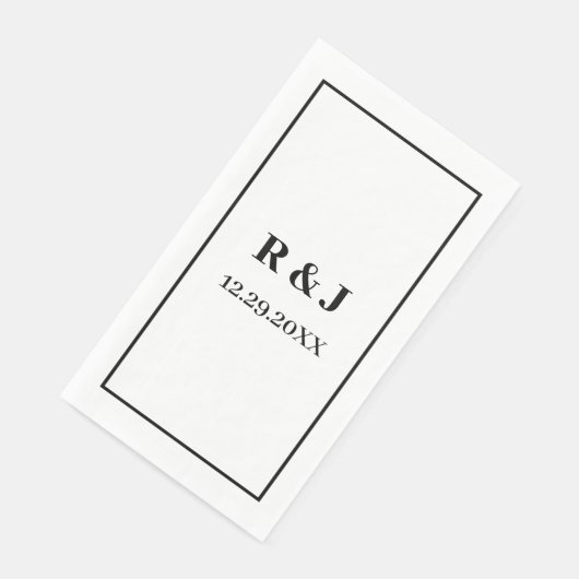 Schwarz-weiße Minimal für Monogramm-Kundenname Serviette (Ecke)