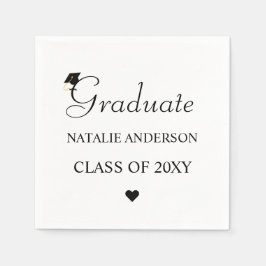 Schwarz-weiße Minimal Grad Elegant Graduation Part Serviette