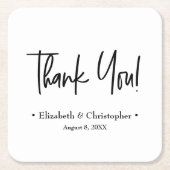Schwarz-weiße Minimal Hochzeit Vielen Dank Rechteckiger Pappuntersetzer (Vorderseite)
