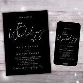 Schwarz-weiße Minimal-Script-Elegant-QR-Code-Hochz Einladung