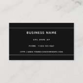 Schwarz-weiße Minimal-Visitenkarte Visitenkarte (Rückseite)