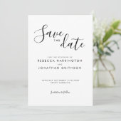 Schwarz-weiße Minimale Hochzeit Save the Date (Stehend Vorderseite)