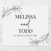 Schwarz-weiße Minimale Minimalistische Zweigstelle Alkoholflaschenetikett (Einzelnes Label)