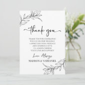 Schwarz-weiße Minimale Minimalistische Zweigstelle Dankeskarte (Stehend Vorderseite)