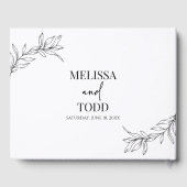 Schwarz-weiße Minimale Minimalistische Zweigstelle Gästebuch (Rückseite)