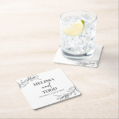 Schwarz-weiße Minimale Minimalistische Zweigstelle Rechteckiger Pappuntersetzer (Vor Ort)