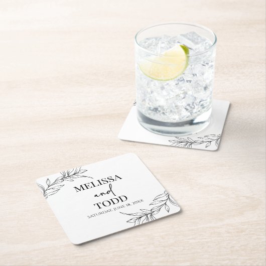 Schwarz-weiße Minimale Minimalistische Zweigstelle Rechteckiger Pappuntersetzer (Vor Ort)