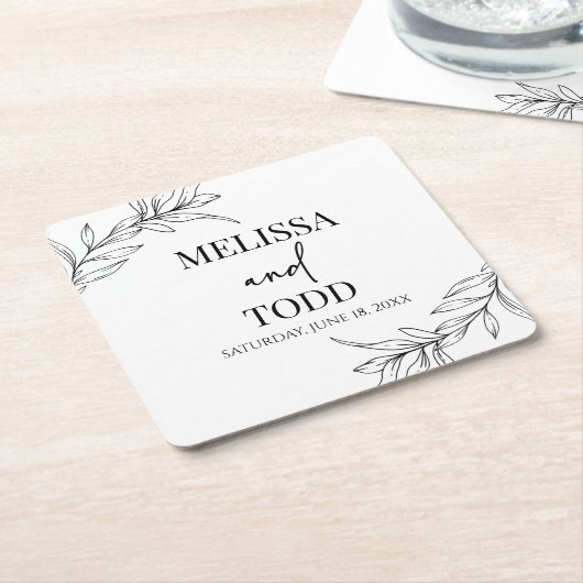 Schwarz-weiße Minimale Minimalistische Zweigstelle Rechteckiger Pappuntersetzer (angewinkelt)