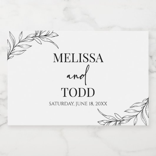 Schwarz-weiße Minimale Minimalistische Zweigstelle Schaumweinetikett (Einzelnes Label)