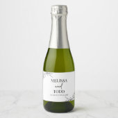 Schwarz-weiße Minimale Minimalistische Zweigstelle Schaumweinetikett (Vorderseite)