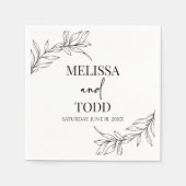 Schwarz-weiße Minimale Minimalistische Zweigstelle Serviette (Vorderseite)