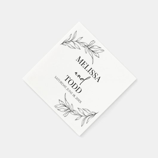 Schwarz-weiße Minimale Minimalistische Zweigstelle Serviette (Ecke)