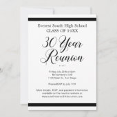 Schwarz-weiße Minimalistische 30-jährige Wiederseh Einladung (Vorderseite)
