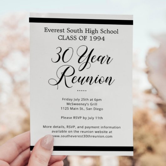 Schwarz-weiße Minimalistische 30-jährige Wiederseh Einladung
