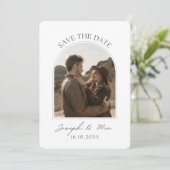 Schwarz-weiße Minimalistische Arch-Save the Date-K Save The Date (Stehend Vorderseite)