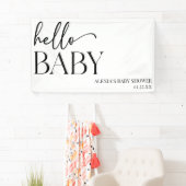 Schwarz-weiße Minimalistische Hello Baby Dusche Banner (Insitu)