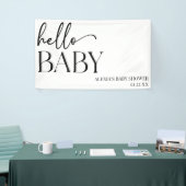 Schwarz-weiße Minimalistische Hello Baby Dusche Banner (Messeveranstaltung)