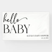 Schwarz-weiße Minimalistische Hello Baby Dusche Banner (Horizontal)
